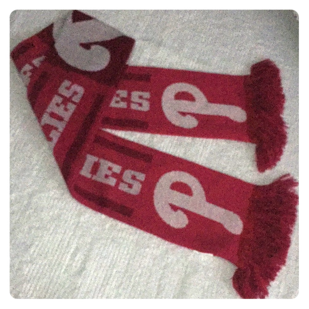 Pink White Philadelphia Phillies Scarf w/ Fringe